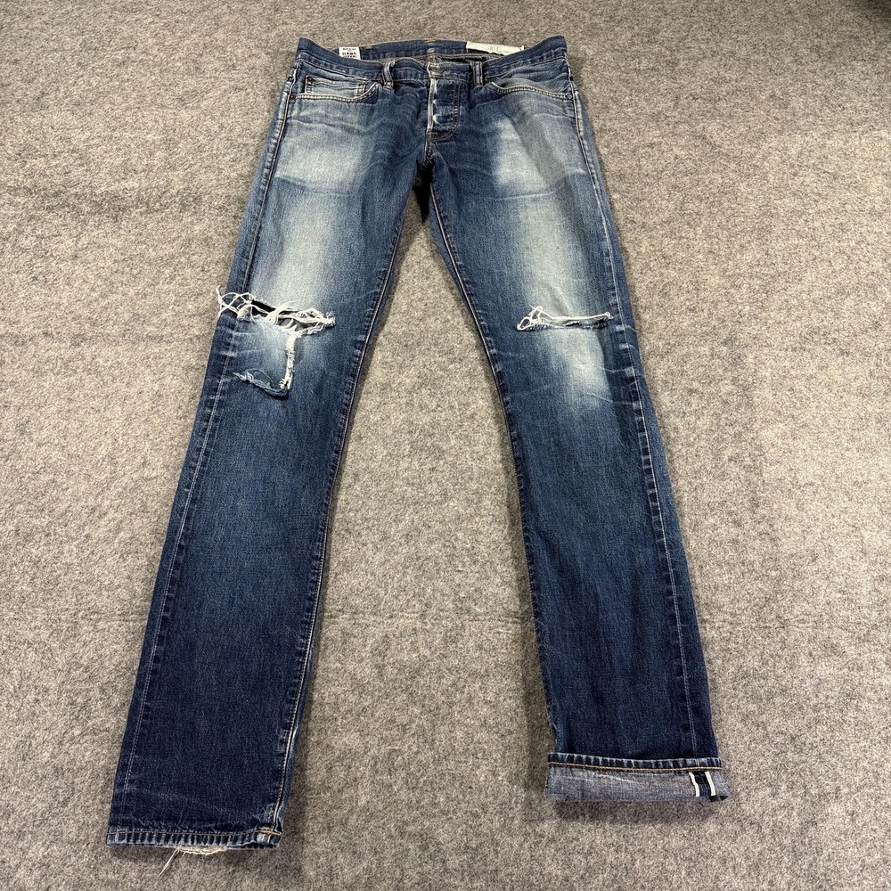 Rogue Territory Jeans Men 31x34 Blue SK Skinny Selvedge Japan Nihon Menpu Denim